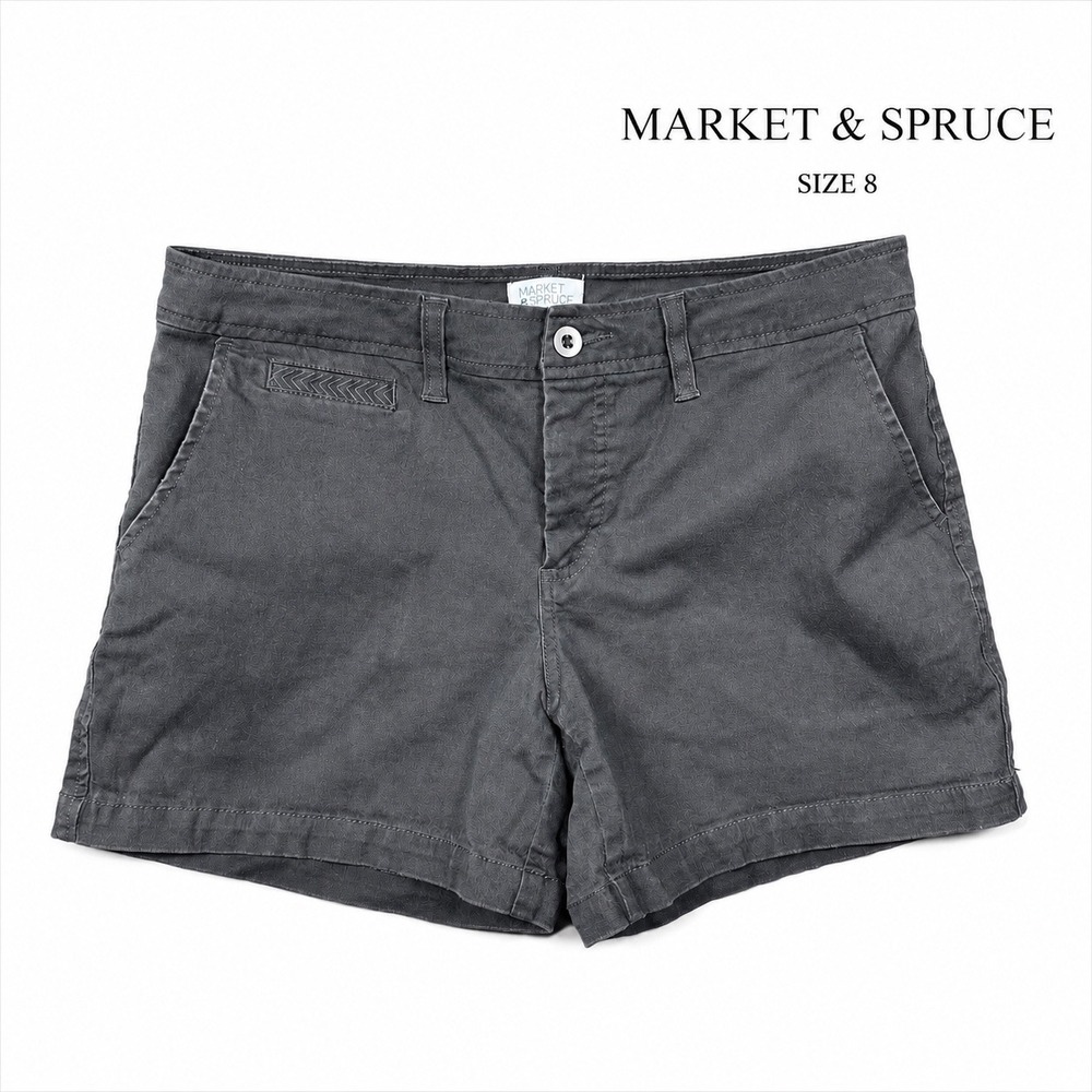 Market & Spruce Gray Chino Shorts Women's Size 8 Stretch Casual 4.5" Inseam
